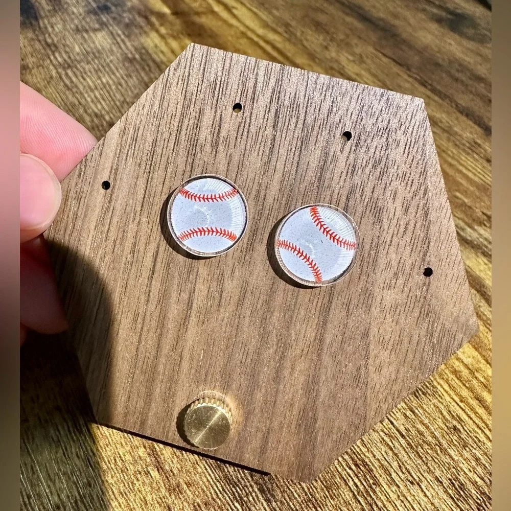 ☀️3/$10 BUNDLE!!☀️ Baseball Acrylic Stud Earrings - Picture 1 of 5